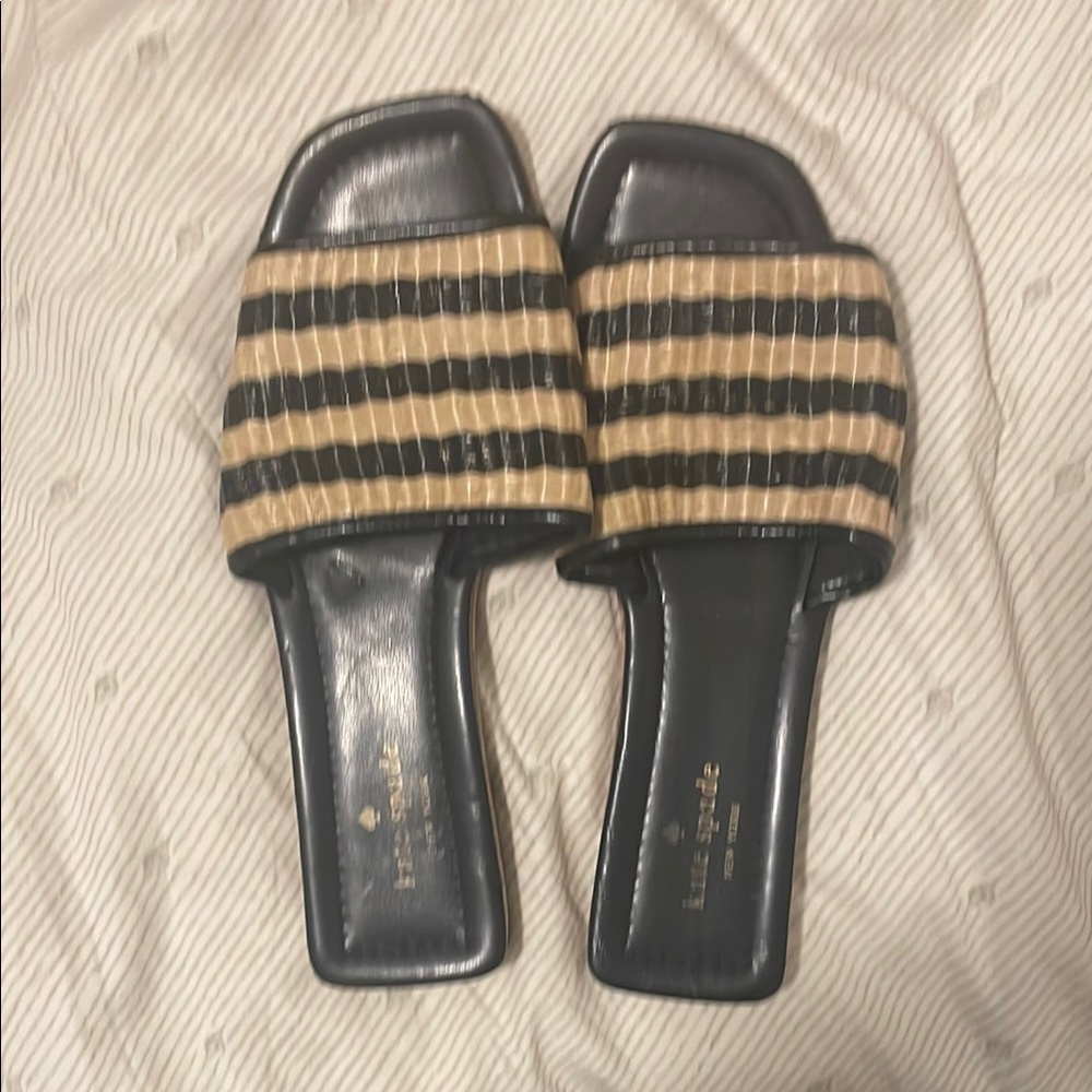 Kate Spade Black and Tan Slide Sandals